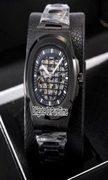 New Classic 5711 PVD Steel Black Skeleton Globe Dial A2813 Automatic Mens Watch Stainless Steel Sports Watches Cheap Puretime PB304161180