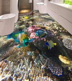 3D Flooring Waterproof Wallpaper For Bathroom Seabed coral tropical fish 3D Floor Painting Selfadhesive Wallpaper1310297