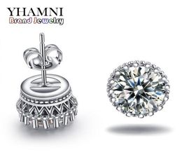 YHAMNI New Arrival Sell Super Shiny Diamond 925 Sterling Silver Ladies Stud Crown Earrings Jewellery whole E1003468954