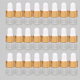 Storage Bottles 20/30/50 Pcs Mini Dropper Essential Oil Sample Reagent Pipettes Perfume Traval Bottle With Gold Cap 1ml 2ml 3ml