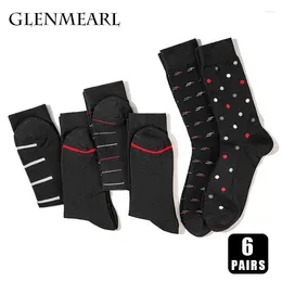 Men's Socks 6 Pairs Cotton Men Business High Quality Casual Soft Compression Spring Autumn Brand Black Plus Size Male's Dress Sock