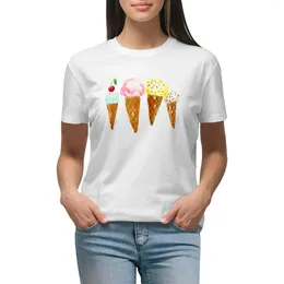 Women's Polos Ice Creams Watercolour Gelato T-shirt Animal Print Shirt For Girls Hippie Clothes Workout T Shirts Women