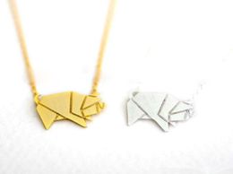 Fashion pig pendant Lovely paper animals necklace Geometric Style necklaces6073698