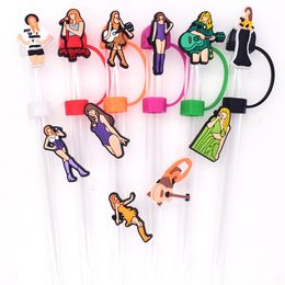 15colors problem sexy girl silicone straw toppers accessories cover charms Reusable Splash Proof drinking dust plug decorative 8mm/10mm straw party