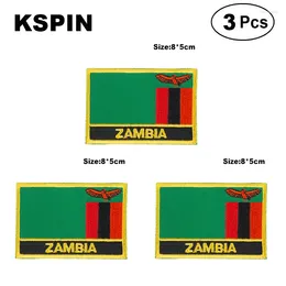 Brooches Zambia Rectangular Shape Flag Patches Embroidered National For Clothing DIY Decoration