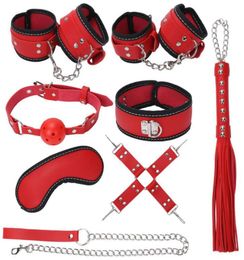BDSM Toys Kit 8pcsSet Bondage Gear Foreplay Sexy Games for Couples Handcuffs Blindfold Mouth Gag Collar1466567