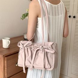 Shoulder Bags Lightweight Casual Nylon Bag Unique Fresh Gentle Bow Design Travel Solid Colour Soft Large Capacity Women's Tote