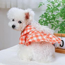 Dog Apparel Breathable Lovely Bowknot Decor Pet Cat Plaid Princess Dress Bright Color Summer Eye-catching Daily Wear