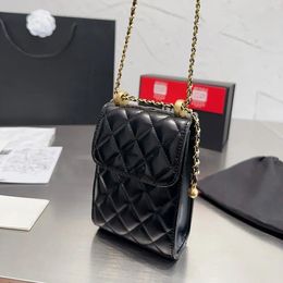 Luxury Leather Designer Shoulder Bag With Classic Diamond Lattice Drawstring And Golden Ball Phone Bag New Laser Mini Women's Fash Kqwt