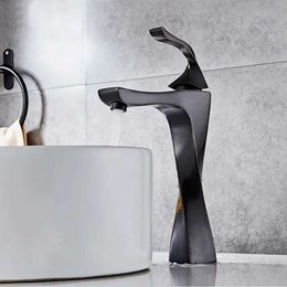 Bathroom Sink Faucets New Design Basin Faucet Black and Chrome Bathroom Sink Faucet Single Handle Basin Taps Deck Wash Hot Cold Mixer Tap Crane