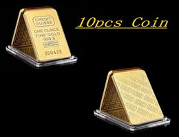 10pcs Magnetic CREDIT SUISSE Ingot Craft 1oz Gold Plated Bullion Bar Swiss Souvenir Coin Gift 50 X 28 Mm With Different Serial Las3401283