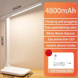 Table Lamps 4800mAh USB Touch Dimmable Folding Lamp Eye Protection LED 3 Colours Rechargeable Reading Bedside Night Light