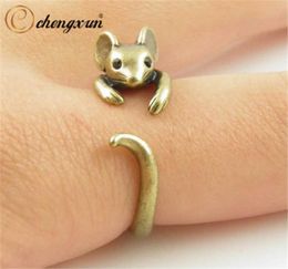 Chengxun Boho Chic Vintage Brass Knuckle Adjustable Mouse Animal Wrap Weeding Ring Ladies Fashion Jewelry Q07083837606