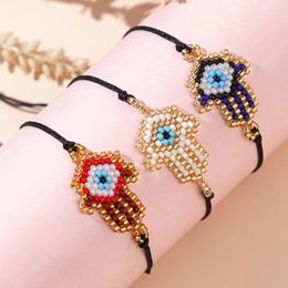 Strand Mosengkw Instagram Niche Design Ethnic Style Handmade Jewellery With Rice Beads Woven Palm Eye Bracelet For Women