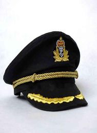 Men Hats Sailor Captain Hat Black White Uniforms Costume Party Cosplay Stage Perform Flat Navy Military Cap For Adult Women3552953