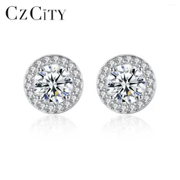 Stud Earrings CZCITY Earring Sets 925 Silver Moissanite Diamond For Women Sterling VVS Bridal Earing 2024 Design Fashion Jewelry 1.0CT