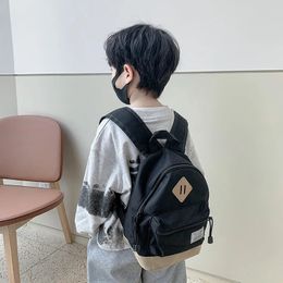 Backpacks Kid Mini Bookbag Large Capacity Lightweight Trendy Design Casual Travel Allmatch Boys Canvas Mixed Colours Zipper 240425