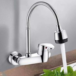 Bathroom Sink Faucets Brass kitchen in-wall hot and cold water faucet washbasin mixer valve universal faucet