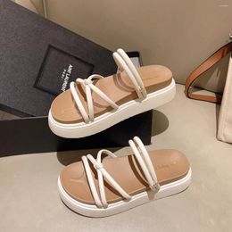 Sandals Women Summer Flip Flops Genuine Leather House Slides Female Pretty Luxury Design Fashion Ug Slippers