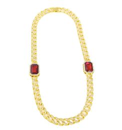 WholeMen039s hip hop with 2 Ruby Diamond alloy necklace 016017223