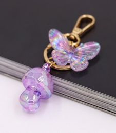 Keychains Acrylic Butterfly Mushroom Key Chains Fashion Accessories For Women Bag Decoration Pendant Girls Gifts Jewellery KeychainK7831210