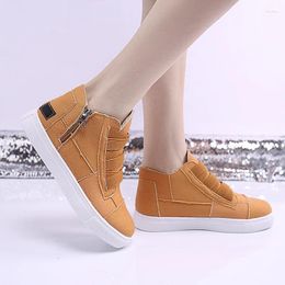 Casual Shoes Solid Colour Womens Vulcanised Round Toe Zipper Women Flats Chunky Sneakers Platform Tennis Size 35-43