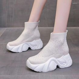 Dress Shoes Women's Autumn/Winter 2024 Skinny Knit Short Platform High Heel Student Elastic Sock