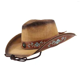 Berets Western Cowboy Hat Sunhat Jazz Top Roll Up Brim Hats For Camping Stage Performance Street Music Festival Concerts