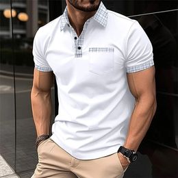 Summer Mens Casual ShortSleeved Polo Shirt Office Fashion Lapel TShirt Breathable Clothing 240430