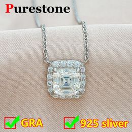 Stud Earrings Asscher Cut Women Moissanite Neckalce Luxury Original 925 Sterling Silver Jewellery Diamond Necklace For