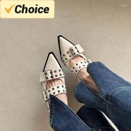 Casual Shoes Women Flat With 2024 Designer Luxury Buckle Fashion Ladies Flats Slingback Pointed Toe Female Sandals Mules