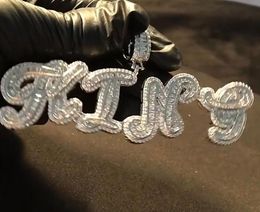 Custom Name A Z Baguette Style Cursive Letters Pendant For Men Women Gifts Cubic Zirconia Necklace Hip Hop Jewelry4281735
