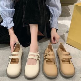 Shoes Woman Flats Modis Soft Oxfords Round Toe Shallow Mouth Casual Female Sneakers Autumn Dress Leather Fall Korean S 240429