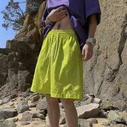 Men's Shorts 2024 Summer Fashion Quick-drying Thin Male Drawstring Loose Beach Men Solid Colour Straight Short Pants G75