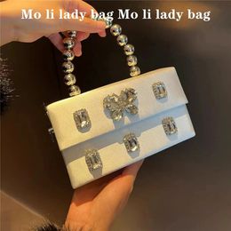 Luxury Satin Square Box Womens Handbag Crystal Shiny Rhinestones Diamond Evening Bag Wedding Party Clutch Purse Crossbody 240429