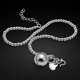 Trendy Jewellery Female 925 Sterling Silver Anklets Barefoot Sandals Jewellery Bell Bracelet On Foot Ankle For Women Leg Chain 240511