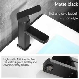 Bathroom Sink Faucets Stainless steel basin sink faucet Bathroom faucet basin Mixer Hot and cold water faucet deck mounted square single rod faucet ma