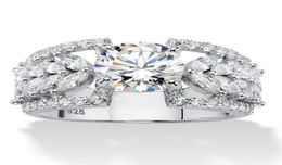 Choucong Brand Wedding Rings Vintage Jewellery 925 Sterling Silver Marquise Cut White Topaz CZ Diamond Gemstones Eternity Women Enga7551657