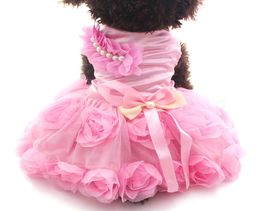 Small Dog Cat Princess Dress Shirt RosetteBow Design Puppy Dresses Skirt SpringSummer Outfit Clothes Apparel 2 Colours 6 sizes6980131