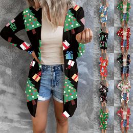 New Women's Printed Fashionable Button Long Sleeved Cardigan