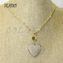 Chains 5 Strand Cubic Zircon Heart Necklace Toggle Clasp Fashion Accessories For Women 50474