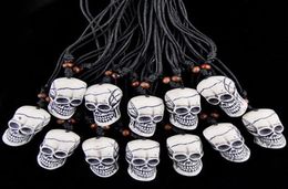 Jewellery Whole 12pcs Imitation Yak Bone Carving Halloween Horror Skeleton Skull Head Pendants Necklace Gifts for men women0394824732