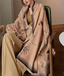 Luxury Horse Print Scarf Women Cashmere Winter Warm Scarves Brand Pashmina Shawls Lady Wraps Bufanda Thick Bandana LJ2012214326065