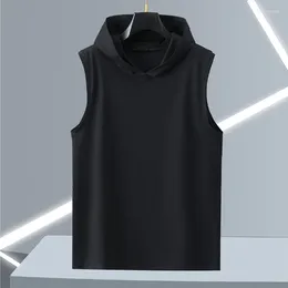Men's Tank Tops Plus Size Sports Hooded Top Shorts Trendy T-shirt With Hat Breathable Cotton Solid Summer 150kg 10xl Mens