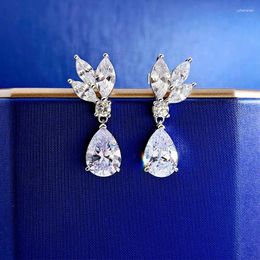 Stud Earrings SpringLady 925 Sterling Silver Pear 7 10 MM White Sapphire Gemstone Dangle Wedding Engagement Fine Jewellery For Women