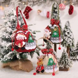 Christmas Decorations Non-woven Fabric Wrapping Bag Cute Snowman Santa Claus Drawstring Gift Holiday Party Supplies Decoration