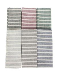 Set Of 12 Striped cloth Napkins 30 x 40cm cotton linen dinner table Napkins fabric placemats 6 colors T1911059640858