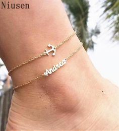 Stainless Steel Custom Name Anklet Actual Handmade Letter Chain Anklets Personalised Jewellery Ankle Bracelet With Name Cheville1458093