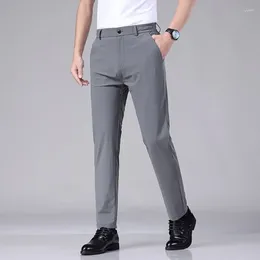 Men's Pants 2024 Summer Casual Men Thin Business Stretch Slim Elastic Waist Jogger Korean Classic Black Grey Blue Trousers Male