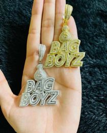 Choker Necklaces 5A Cubic Zirconia CZ Hip Hop Pendant Iced Out Bling Dollar Money Bag Boyz Men Boy Cool Necklace7360518